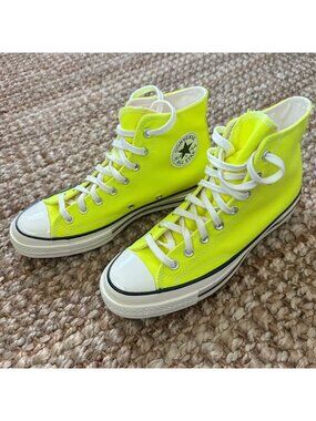 Converse Chuck 70 High Top Neon Yellow Volt Electric Canvas Sneakers Men 8 Women